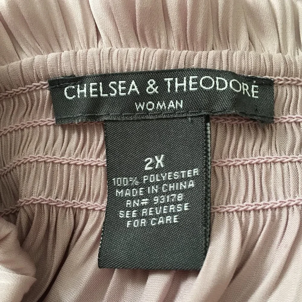 Chelsea & Theodore tie neck balloonsleeve blouse
